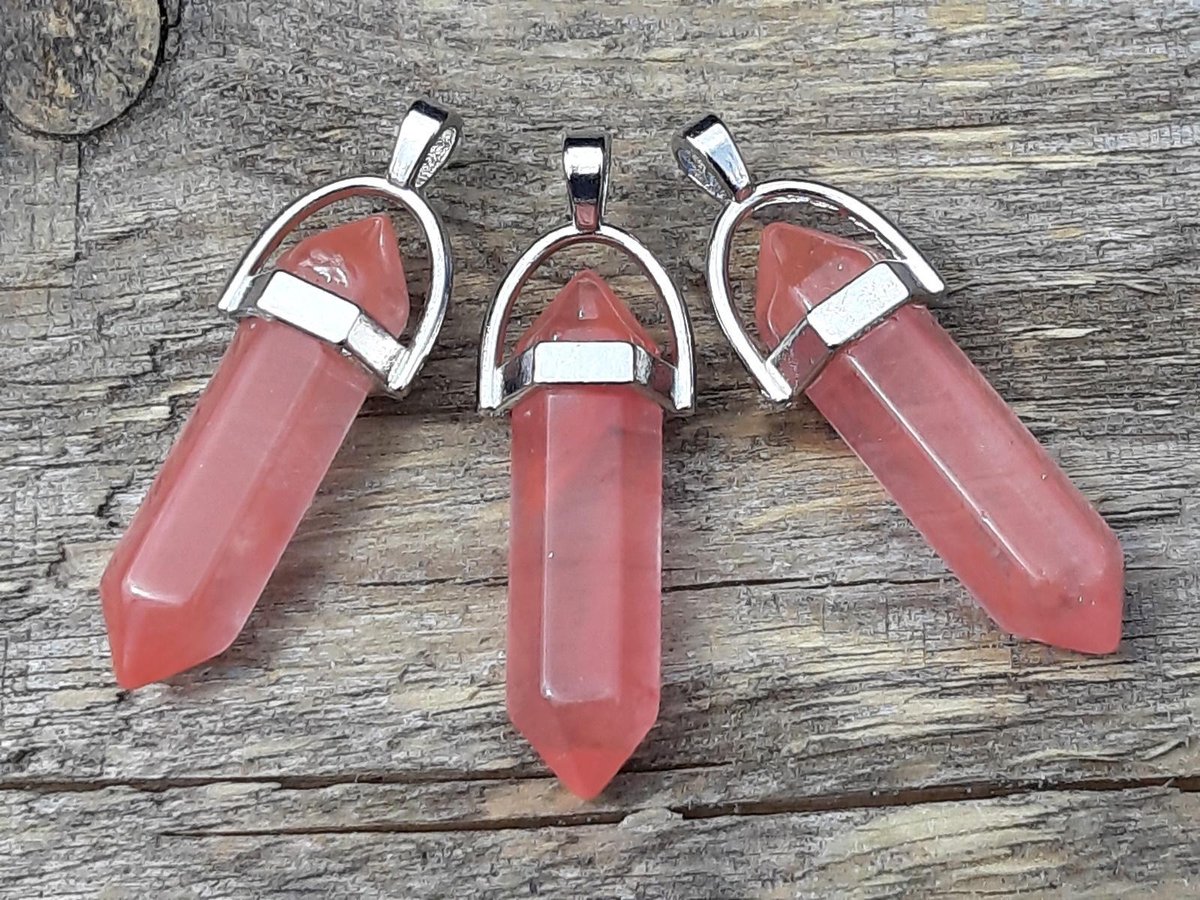 Aardbei kwarts - pendel - healing punt hanger